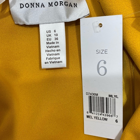 Donna Morgan Womens Size 6 Mel Yellow Scoop Neck Fit & Flare Midi Dress NWT - Picture 7 of 7